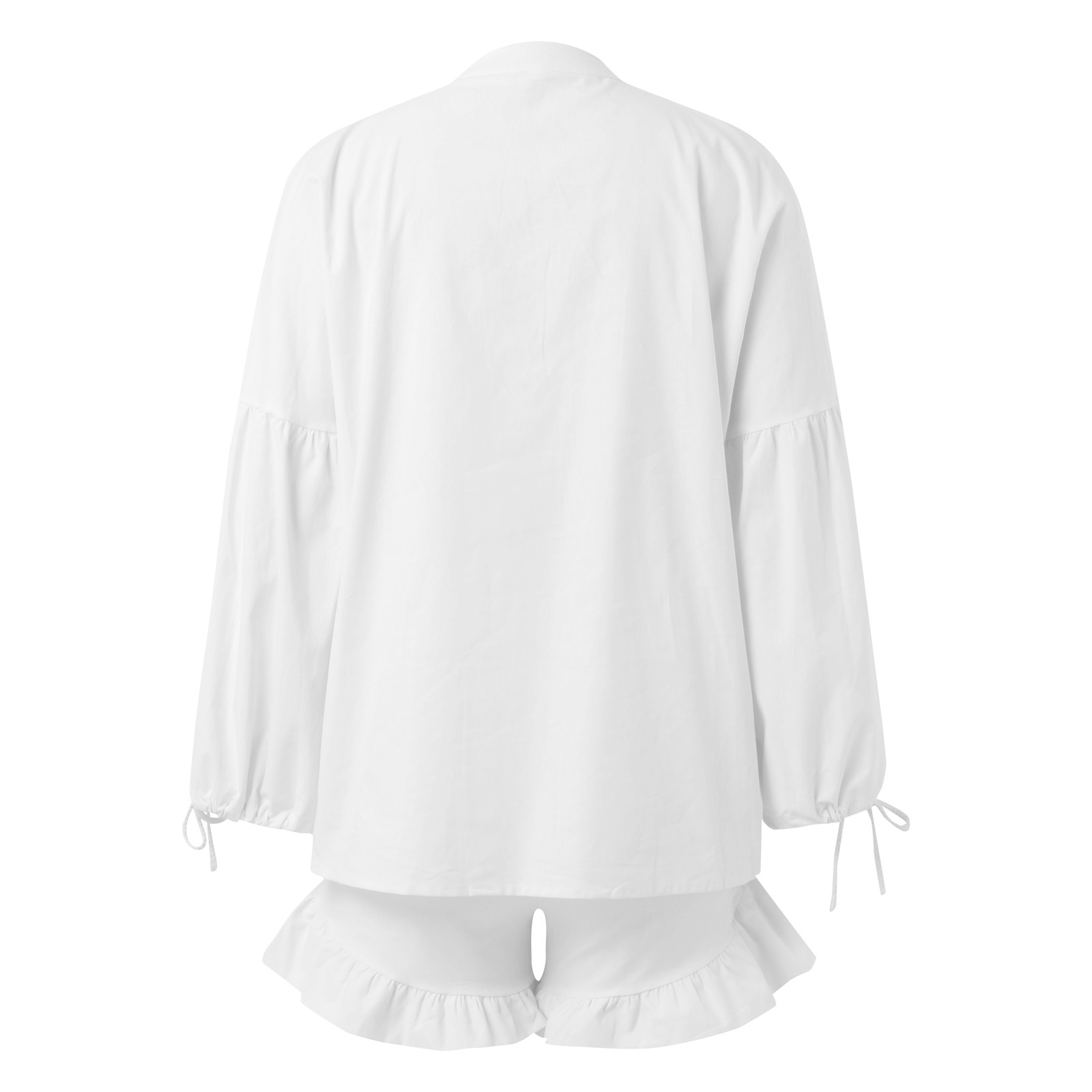 thumbnail image 5 of Conjunto de dos piezas de verano para mujer con camisa de cuello en V y manga corta y pantalones cortos: traje sexy y ajustado, tejido de poliéster, tallas S-XL para uso informal/vacaciones en la p, 5 of 5